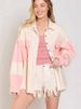 K New Retro Color Blocked Denim Jacket With Lapel And Casual Distressed Edge For Women_ecoleips.com