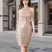 Sexy Halter Neck Sequin Fringe Dress Sleeveless Slimming Mid Length Party Nightclub Evening Gown Formal Glitter Cocktail Dress_ecoleips.com