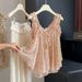 Floral Print Camisole V Neck Ruffled Trim French Style New Summer Top Youthful Slimming And Flattering Women's Clothing_ecoleips.com