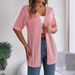 Women's Clothing Lace Short Sleeve Knit Cardigan – UPF 30+ Summer Cover-Up (White, Khaki, Pink)_ecoleips.com
