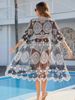Women's Sheer Mesh Beach Cover-Up – Sexy Lace Kimono, Bikini Wrap, Sun Protection & Resort Wear (White/Black/Black-White)_ecoleips.com