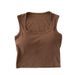 Sleeveless Square-neck Camisole With Exposed Collarbone And Built-in Chest Pads, Korean Style Versatile Solid Color Tube_ecoleips.com