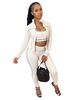 Women's Clothing 3-Piece Workout Set - Zip-Up Thumb Hole Long Sleeve Top & High-Waisted Leggings - Stretchy Comfort Fit For Yoga, Gym, Running-1_ecoleips.com