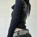 Millennial Slim Fit Long Sleeved Printed T-Shirt round Neck Base Layer Top Versatile Slimming Elastic Sexy Short Style for Women_ecoleips.com