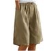 Women's Cotton Linen Shorts Summer New Style High Waisted Five Point Loose Fit Mid Length Pants_ecoleips.com