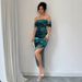 Women's Clothing Hip Skirt Fantasy Red One Shoulder Slit Wave Edge Hot Girl Mesh Dress_ecoleips.com