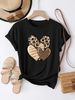 European And American Cross-border Foreign Trade Women's Clothing, Simple Heart-printed Round-neck Short-sleeve T-shirt_ecoleips.com