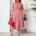 Women's Clothing Summer New Short Sleeved V Neck Pleated High Waist Fashionable Temperament Waist Dress_ecoleips.com