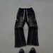 Women's Clothing High Street Zipper Decoration Distressed Sports Pants Men And Women Harajuku Hip Hop Straight Loose Sweatpants Casual Pants_ecoleips.com