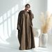 Voya Muslim Women's Plus Size Quality Dress With Printed Texture Cardigan Can Be Worn Double-sided For Daily Wear_ecoleips.com