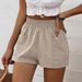 Aria Basics Aria Basics 2025 European And American Cross-border Women's Shorts, Fashionable Elastic High-waisted A-line Pocket Wide-leg_ecoleips.com