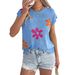 2026 Spring Summer Floral Casual Loose Batwing Sleeve Knitted Top Vacation Blouse Cross-Border Women's Fashion_ecoleips.com