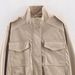 Trendy Faux Suede Jacket With Pockets - Autumn Casual Zip-Up, Stand Collar, Lightweight & Wrinkle-Free (XS/S/M/L, Khaki)_ecoleips.com