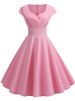 Summer Dress Women Short Sleeve Hepburn 50s 60s Vintage Pin Up Rockabilly Dress Robe Elegant Evening Party Dress_ecoleips.com