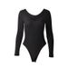 2024 European And American V-neck Long Sleeve Ribbed Jumpsuit Casual Tight-Fitting Autumn/Winter Women's_ecoleips.com