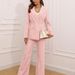 2025 New Waist-Cinching Casual Fashion Solid Color Small Blazer High-Waisted Flared Pants Women's Suit_ecoleips.com