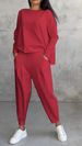 Women's Clothing Irregular Design Long Sleeved Sweater Harem Pants Suit_ecoleips.com