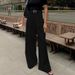 European American Style White Women's Workwear Trousers, Fashionable Versatile, High-waisted Casual Loose And Simple,_ecoleips.com