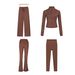 Women's Clothing Women's Four Piece Set Slim Fit Outerwear Short Jacket Flared Pants Cropped Pants Straight Leg Pants Elastic Jacket Sportswear_ecoleips.com