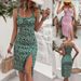 Women's Clothing Summer Sexy Suspenders Floral Bottom Slit Dress_ecoleips.com