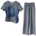 Women's Clothing Casual Sports Suit Wear Beautiful T Shirt Wide Leg Pants Niche Two Piece Suit_ecoleips.com
