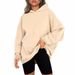 Oversized Fleece-Lined Hooded Sweatshirt - Women's Cozy Pullover With Drop Shoulder For Streetwear & Loungewear_ecoleips.com