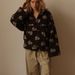 K Women's Fashion New Style Imitation Lamb Fur Printed Loose Zipper Hoodie Long Sleeve Top_ecoleips.com