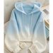 2026 New Blue Gradient Hooded Sweatshirt Jacket, High-End Autumn Fashion For Women, Unique And Super Stylish Top_ecoleips.com