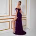 Women's Clothing Sequins Temperament Commuting Solid Color One Shoulder Dress Temperament Waist Sexy Banquet Evening Dress_ecoleips.com