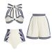 Navy High Waist Bikini Set - Hanging Neck & Split Design - Women's Swimwear_ecoleips.com