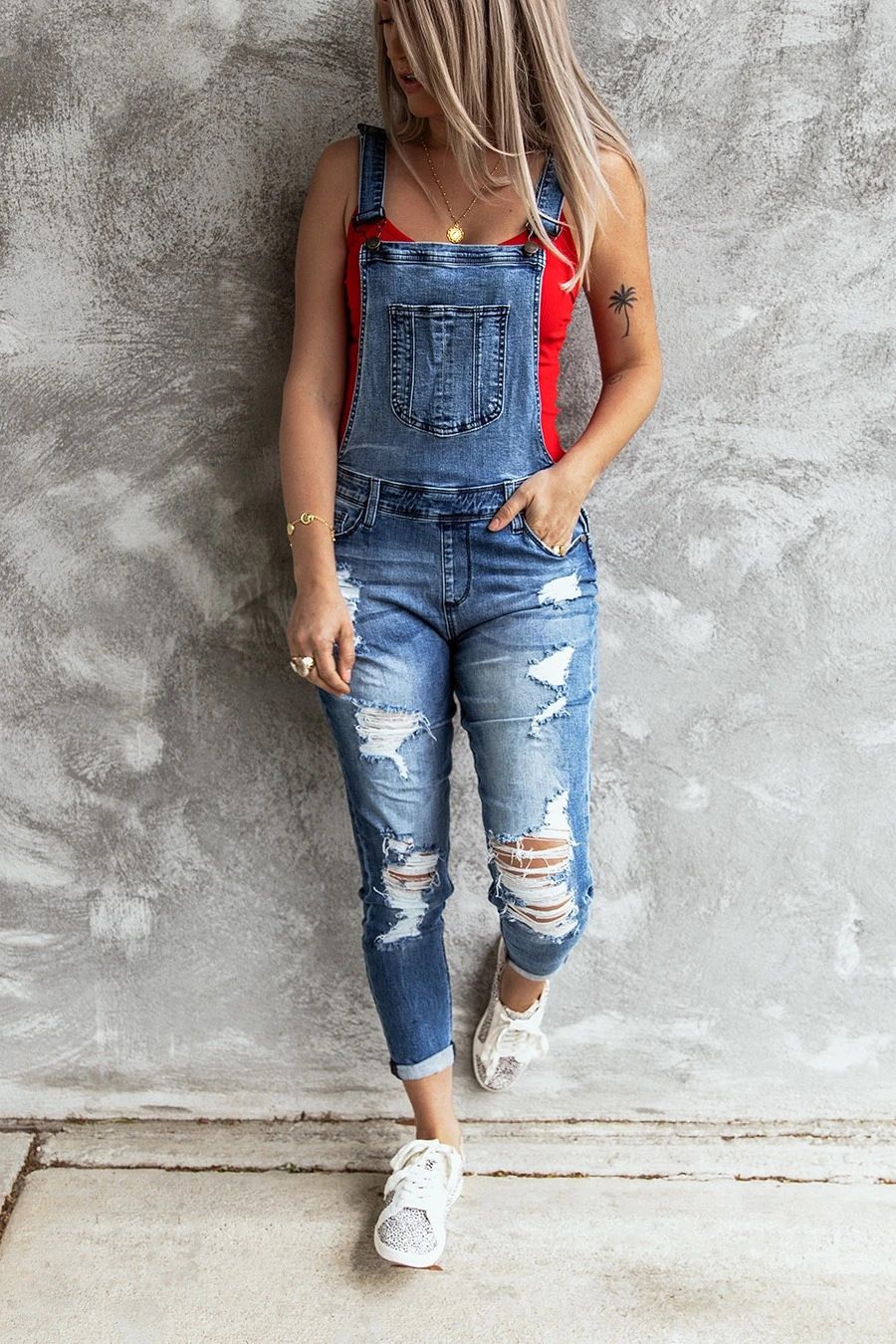 Women's Clothing Autumn And Winter New Women's Fashion Ripped Slim Stretch Jeans Women's Overalls Trousers_ecoleips.com