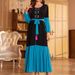 Women's Clothing Hand Sewn Fashion Stitching Party Robe Dress_ecoleips.com