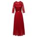 Verve Patchwork Chiffon Round Neck Lace Long Dress Evening Gown Women's Wear_ecoleips.com