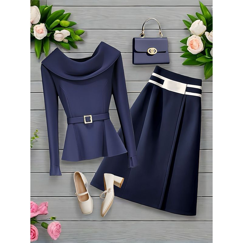 Women's Clothing New Style Light Mature Style Temperament Design Unique Slim Shirt Skirt Two Piece Suit_ecoleips.com