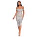 Verve Women's Summer Sequin Side Slit Gown French Off-Shoulder Bodycon Dress_ecoleips.com