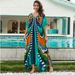 European And American Style Rayon Printed Beach Sun Protection Shirt Loose Dress Women's Bikini Swimsuit Cover up Cross Border E-Commerce_ecoleips.com