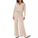 Women's Clothing New Fashion Women's Two Piece Casual Long Sleeved Trousers Sportswear Wide Leg Pants Suit_ecoleips.com