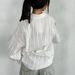 K Pique Polo Collar Blouse For Women; Loose Fit For Work; Can Be Worn As An Undergarment; With Flared Sleeves_ecoleips.com