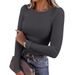 2025 Cross-Border Y2K European And American Fashion Women's Long Sleeve Ribbed Slim Fit New Top_ecoleips.com