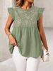 Women's Ethnic Style Short Shirt Embroidered Top With Flutter Sleeves New_ecoleips.com