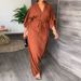 Women's Clothing Temperament Elegant Fashion Solid Color Long High Waist Dress_ecoleips.com
