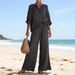 Women's Casual Loose Wide Leg Pants Set_ecoleips.com