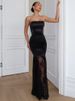 Blifanbo Strapless Lace Stain Sexy Maxi Dress Women Elegant Bodycon Patchwork Backless Sleeveless Lace-up Club Party Long Dress_ecoleips.com