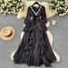 Women's Clothing Fashionable Heavy Embroidered Beads And Diamonds V Neck Waist Hugging Elegant Palace Style Long Skirt_ecoleips.com