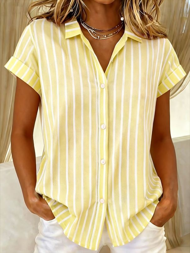 Women's Casual Striped Shirt Top Summer New Arrivals Fashion Trendy Clothing_ecoleips.com