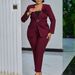 girl Girl D3343 European And American Cross-Border Women's 2025 Autumn Winter New Solid Color Fashion Suit Pants Two-Piece African_ecoleips.com