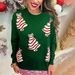 Christmas Tree 3D Embroidered Sweatshirt – Festive Glitter Pullover For Women (S/M/L/XL, Black/Green/Red)_ecoleips.com