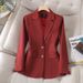 Women's Professional Suit Set Slim Fit Blazer And Pants Office Workwear Stretchy Petite to plus Size Black Red Beige S-4XL_ecoleips.com