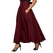 Elegant Flowy Midi Skirt With Crisscross Ties - Soft Polyester Fabric, A-Line Silhouette, Black/Grey/Burgundy, S/M/L Sizes_ecoleips.com