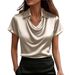 Summer Fashion Short Sleeve Shirt For Women Professional Style Solid Color Casual Turn Down Collar Button_ecoleips.com